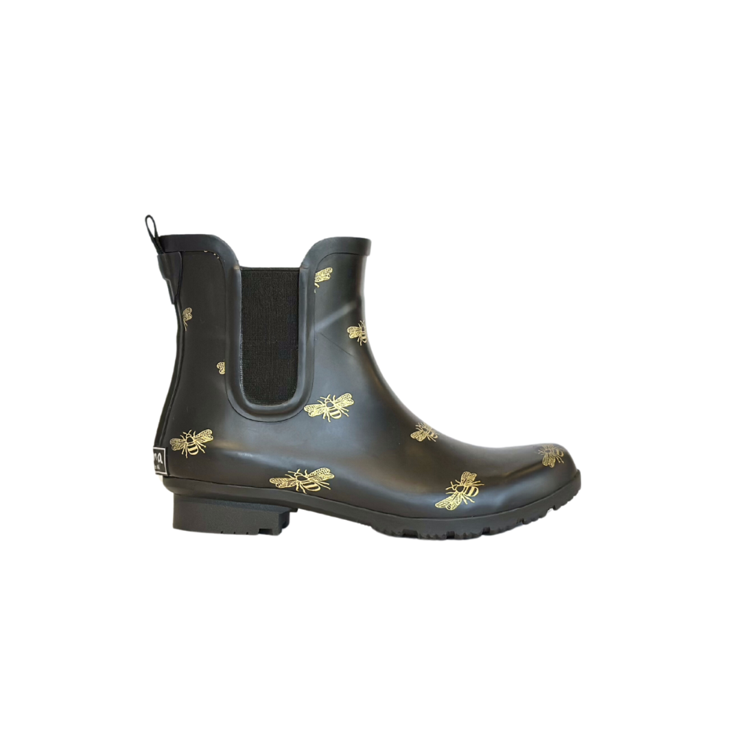Chelsea Matte Black Bees Women s Rain Boots ROMA BOOTS