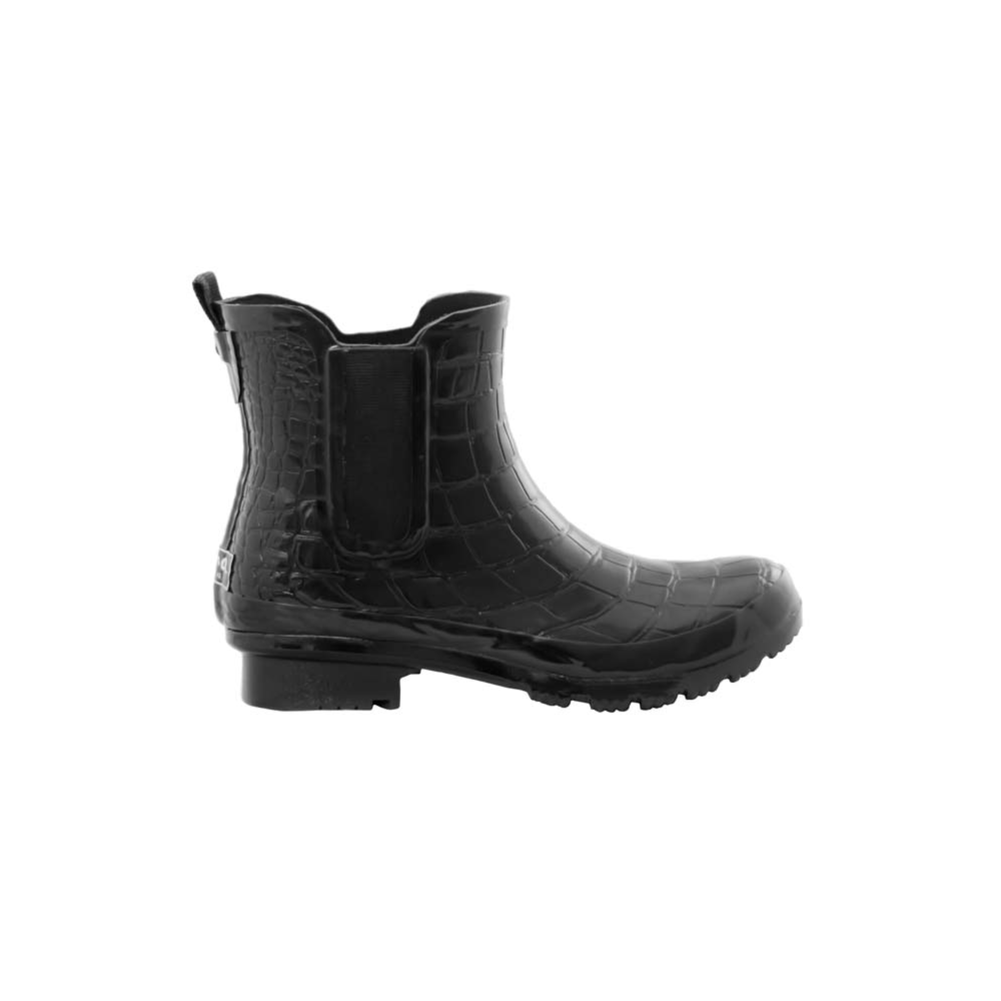 Chelsea Black Croc Emboss Women s Rain Boots ROMA BOOTS