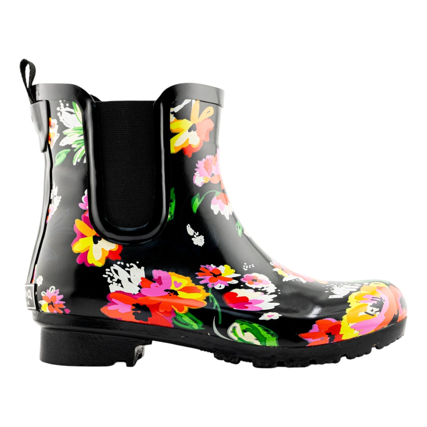 Chelsea Black Floral Women's Rain Boots