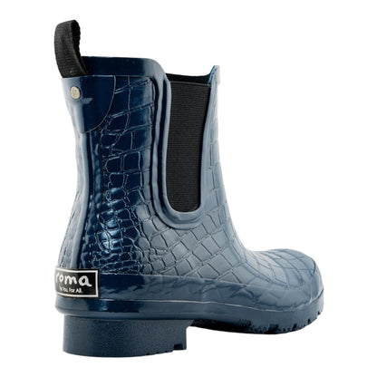 Chelsea Navy Croc Emboss Women's Rain Boots