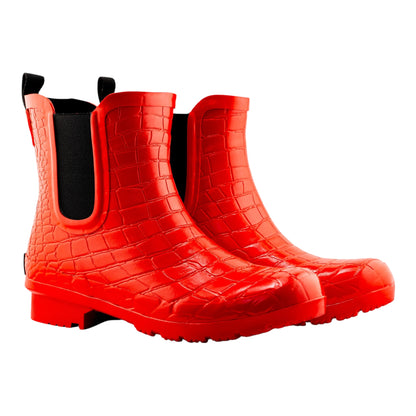 Chelsea Red Croc Emboss Women's Rain Boots