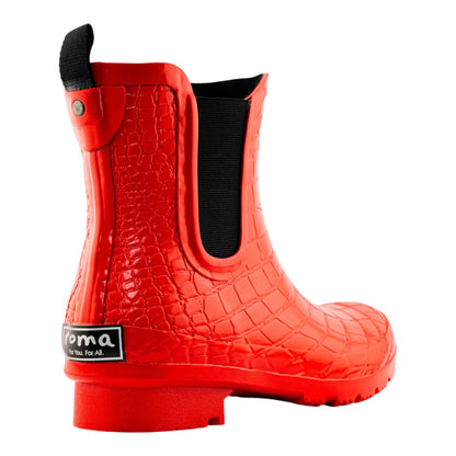 Chelsea Red Croc Emboss Women's Rain Boots