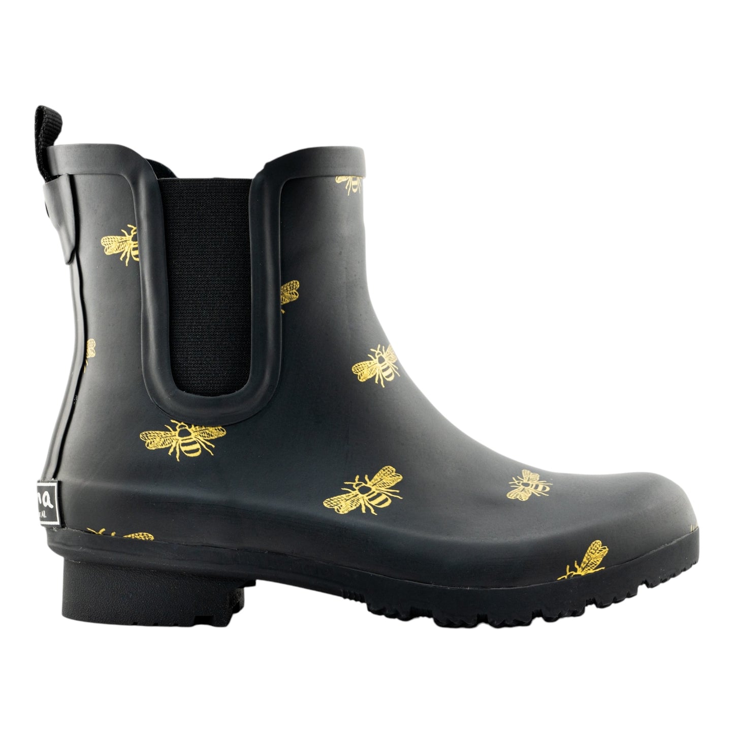 Chelsea Matte Black Bees Women’s Rain Boots