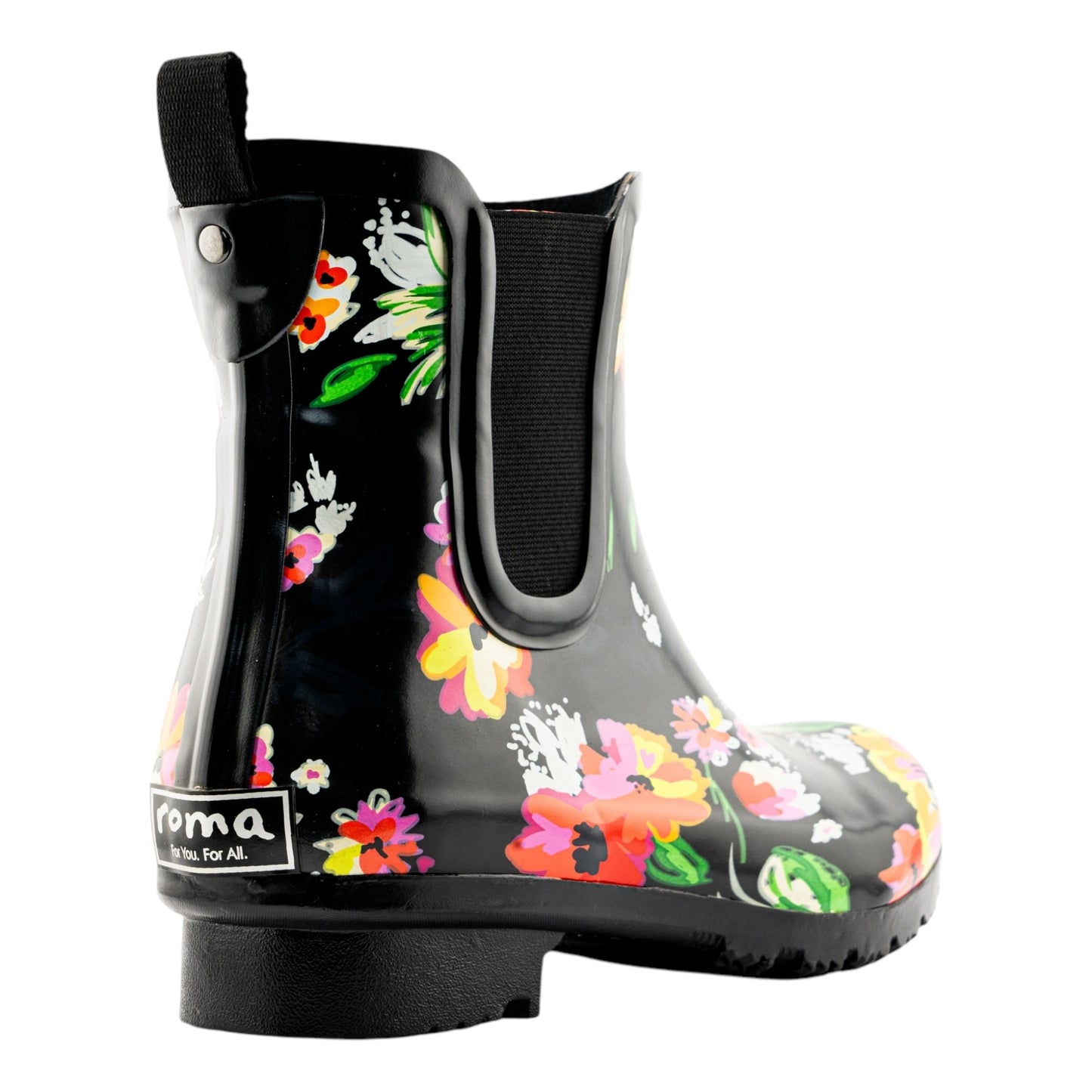 Chelsea Black Floral Women's Rain Boots