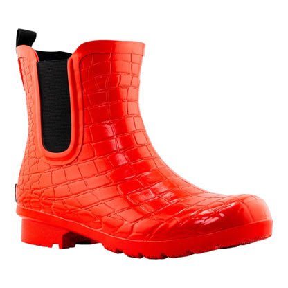 Chelsea Red Croc Emboss Women's Rain Boots