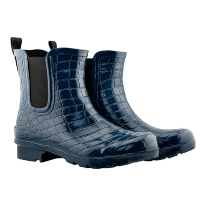 Chelsea Navy Croc Emboss Women's Rain Boots