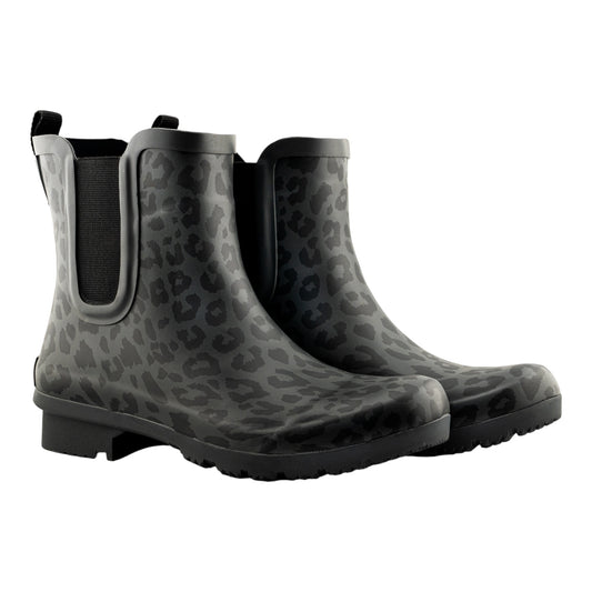 Chelsea Matte Gray Leopard Women's Rain Boots