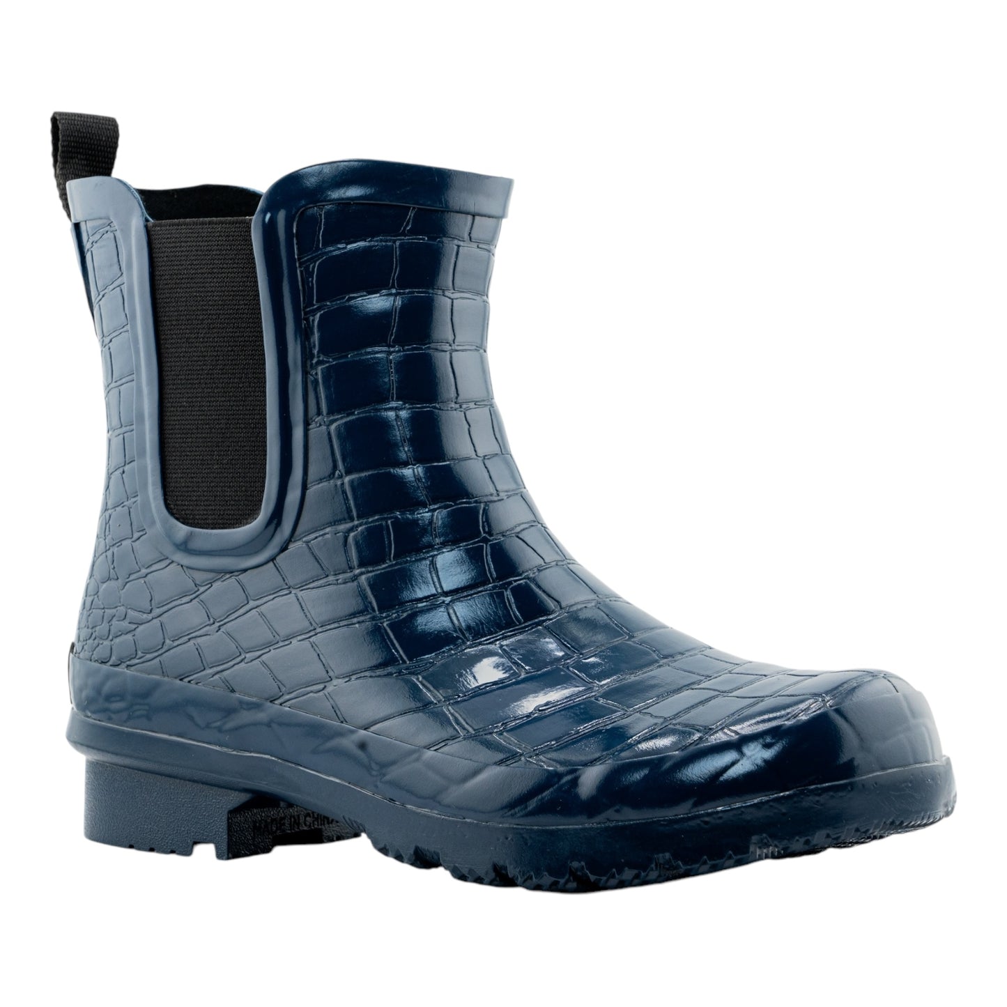 Chelsea Navy Croc Emboss Women's Rain Boots