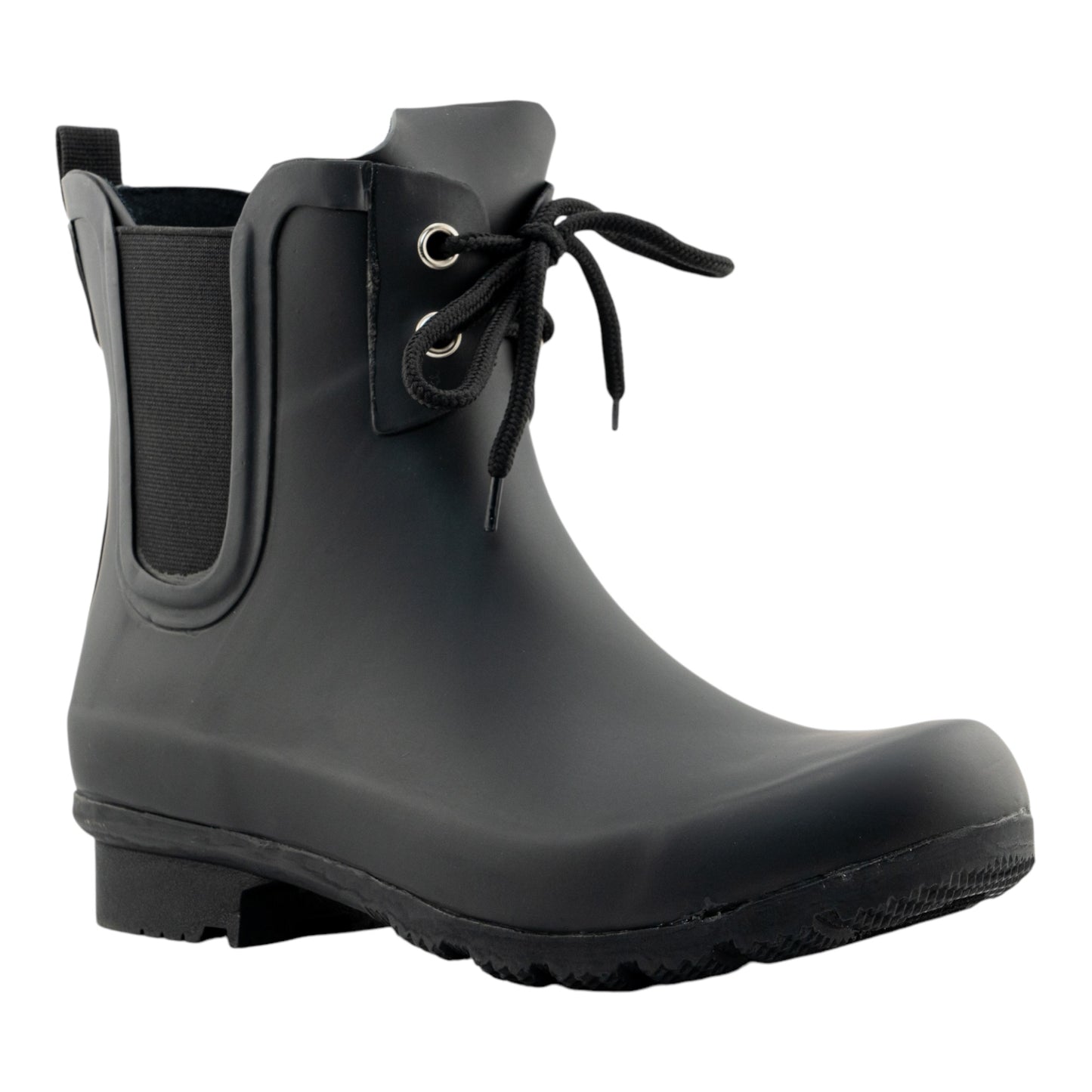 Chelsea Lace Matte Black Women's Rain Boots