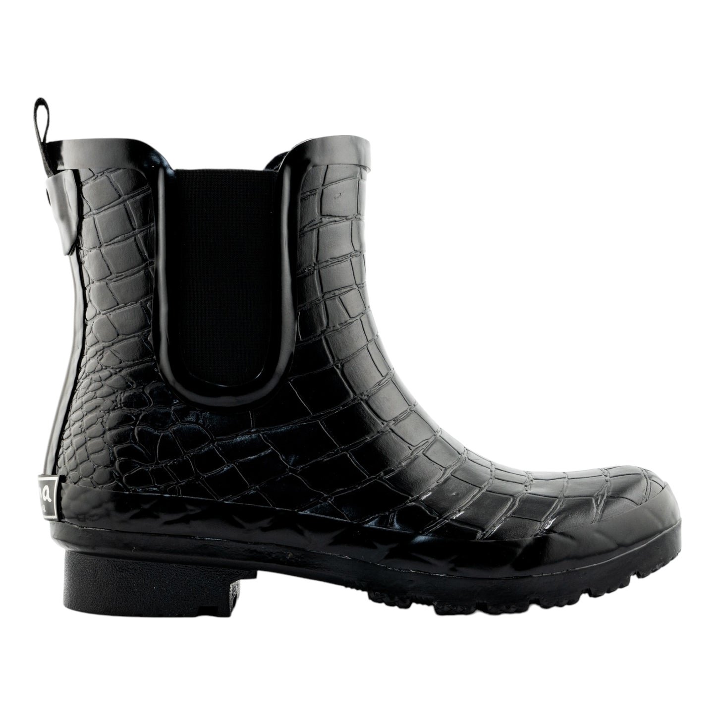 Chelsea Black Croc Emboss Women's Rain Boots