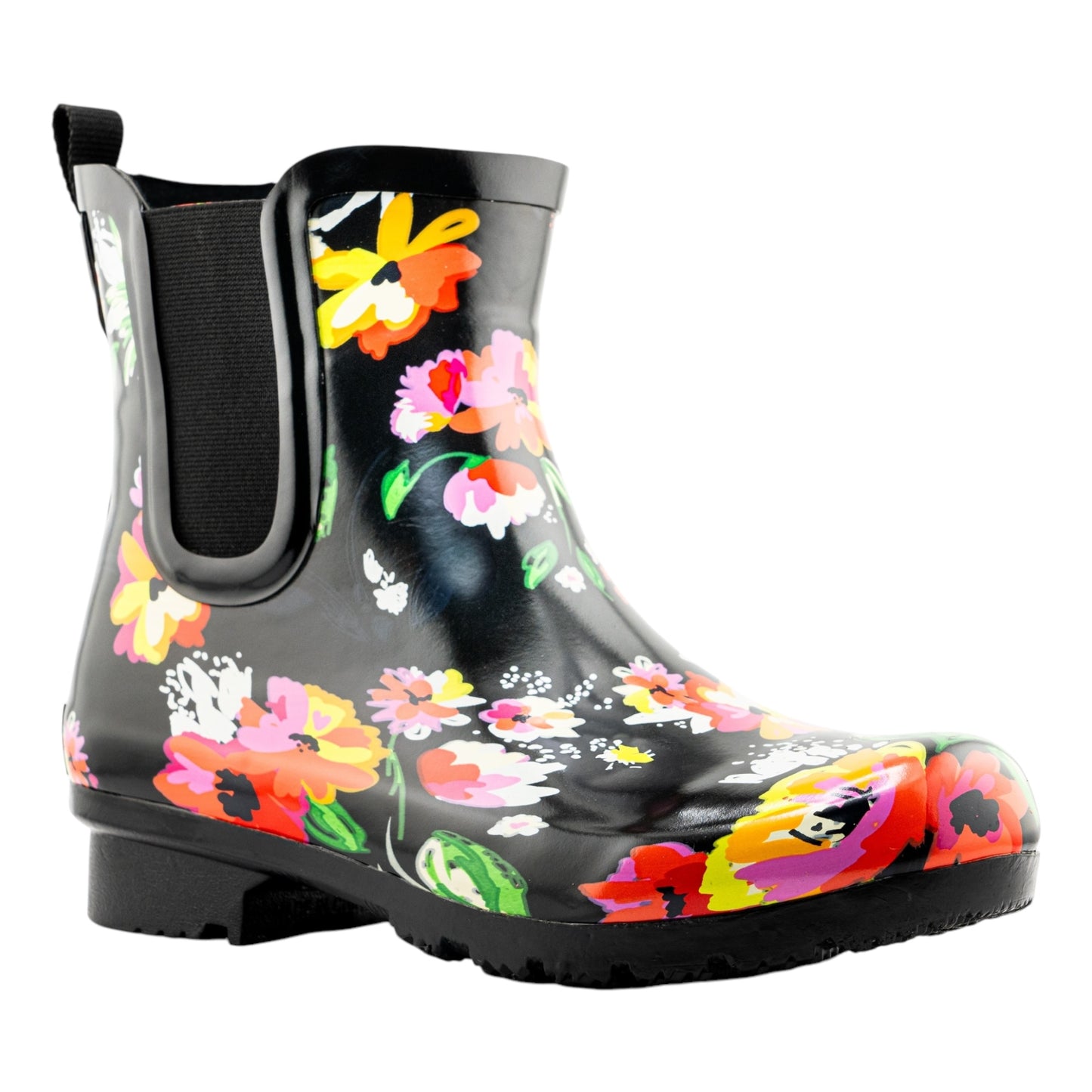 Chelsea Black Floral Women's Rain Boots