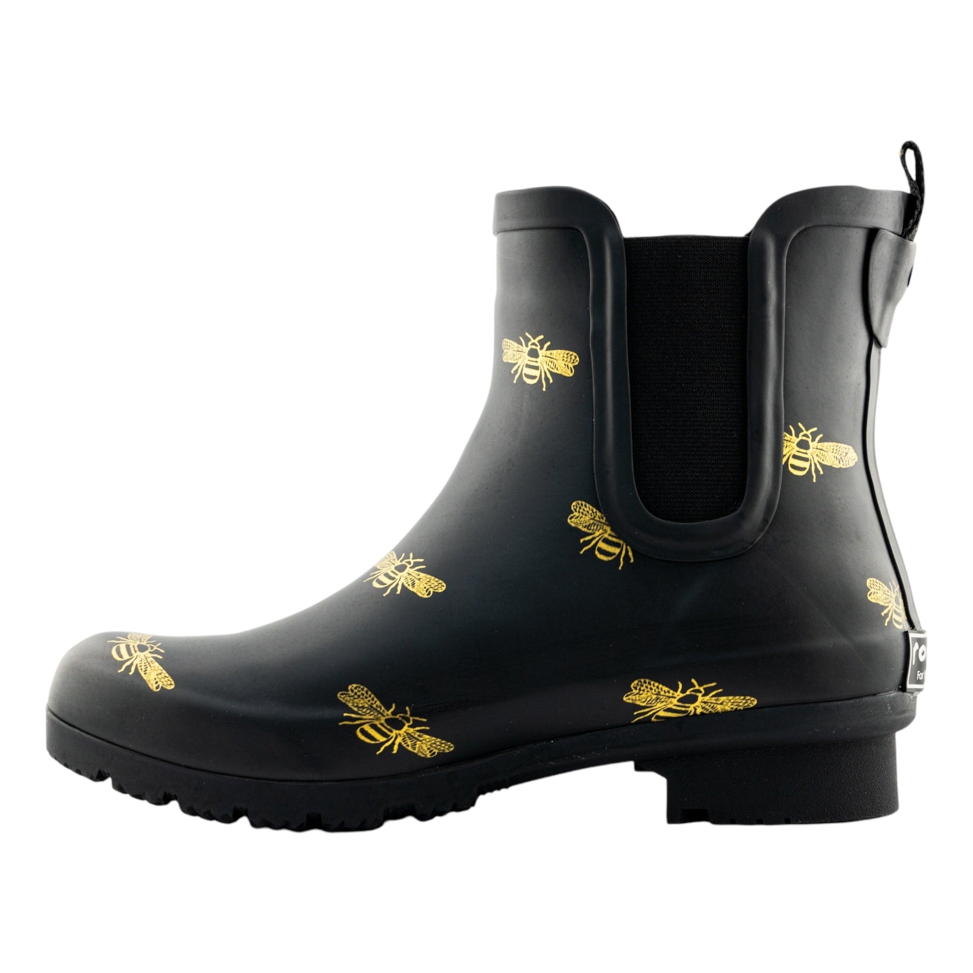 Womens Boots Joules Rain Boots With Bees Chelsea Matte Black Bees