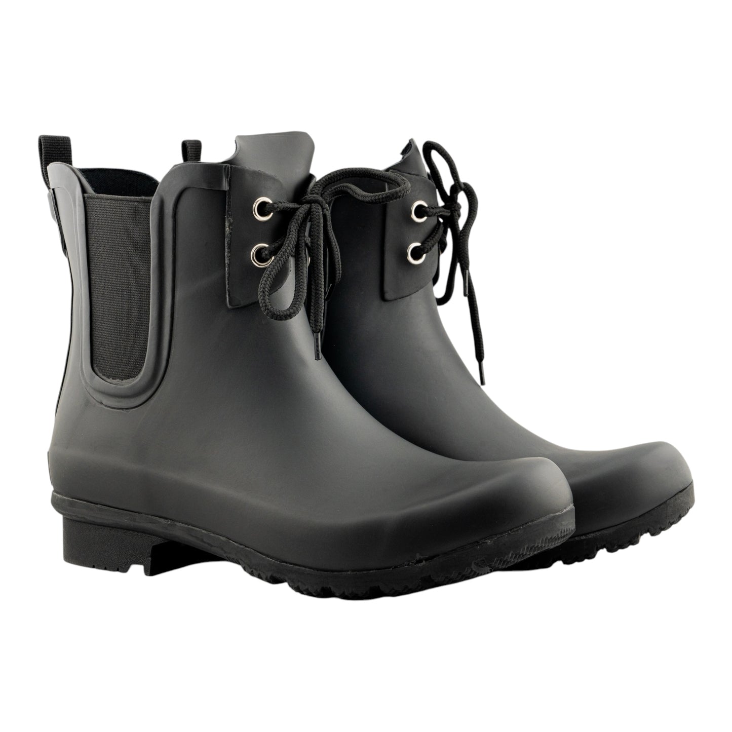 Chelsea Lace Matte Black Women's Rain Boots