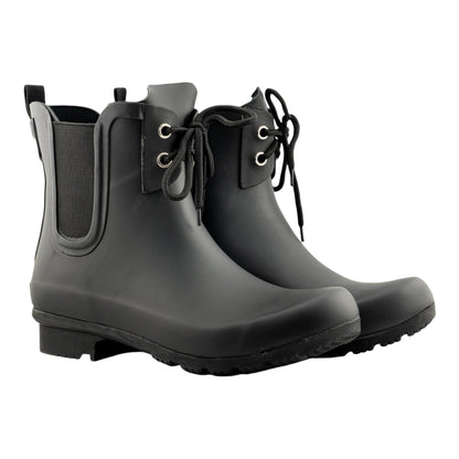 Chelsea Lace Matte Black Women's Rain Boots