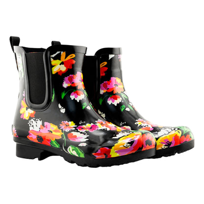 Chelsea Black Floral Women's Rain Boots