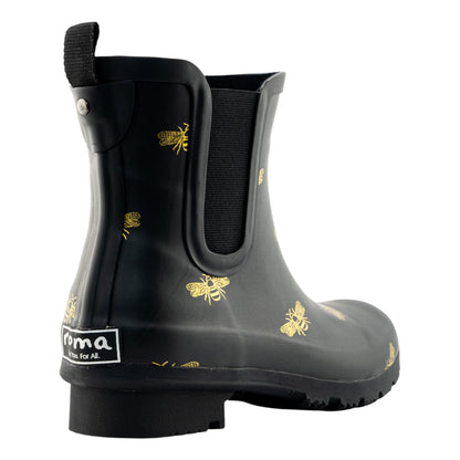 Chelsea Matte Black Bees Women’s Rain Boots