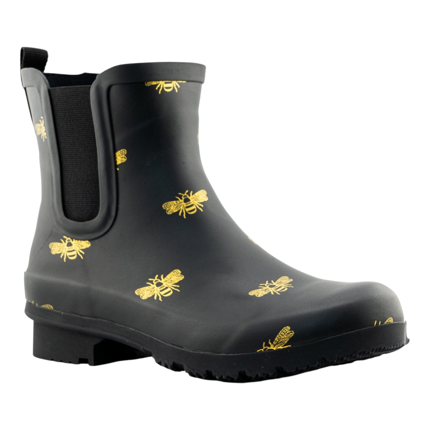 Chelsea Matte Black Bees Women’s Rain Boots