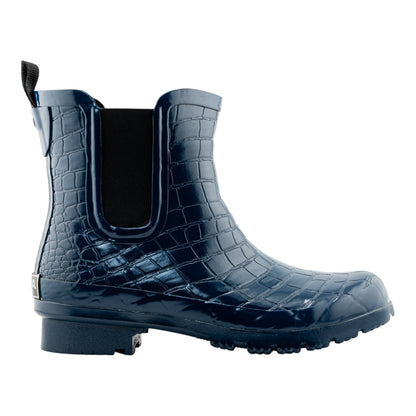 Chelsea Navy Croc Emboss Women's Rain Boots