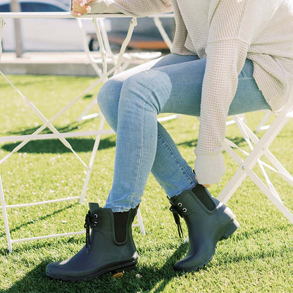 Chelsea Lace Matte Black Women's Rain Boots
