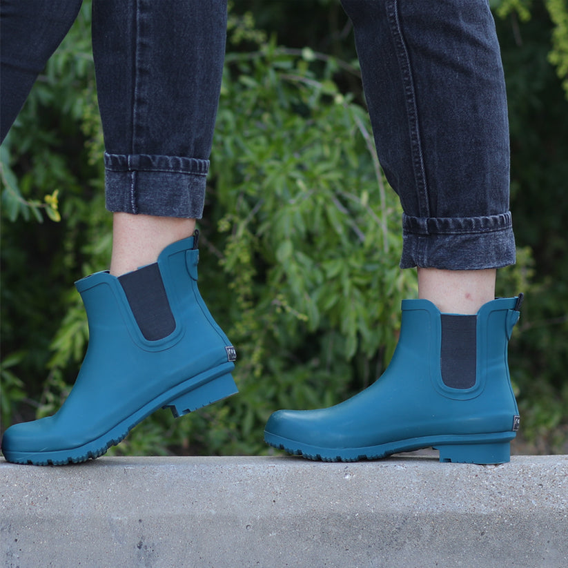 Chelsea Matte Teal Women's Rain Boots – ROMA BOOTS