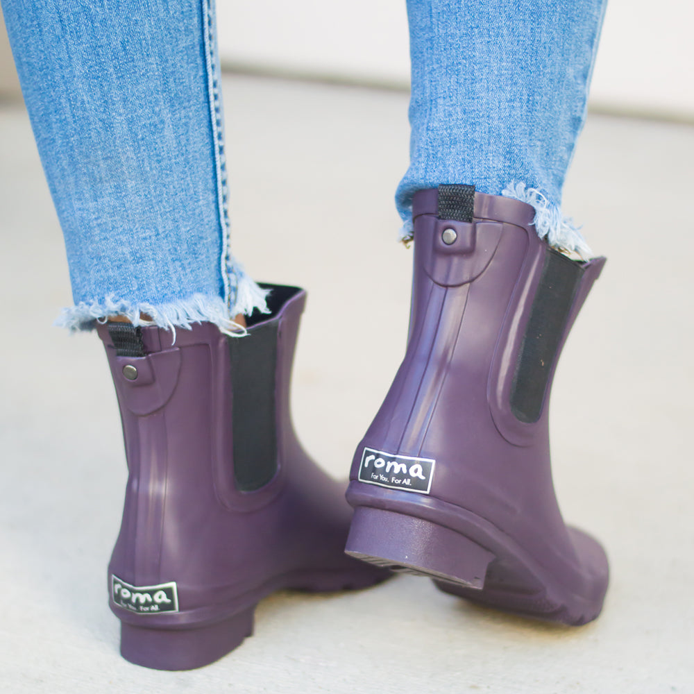 Chelsea Matte Eggplant Women's Rain Boots – ROMA BOOTS