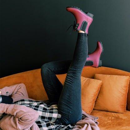 Chelsea Lace Matte Maroon Women's Rain Boots
