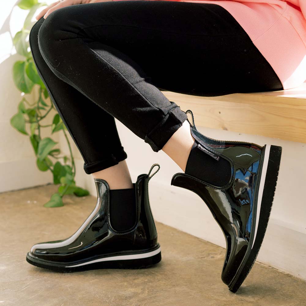 Black ankle rain clearance boots