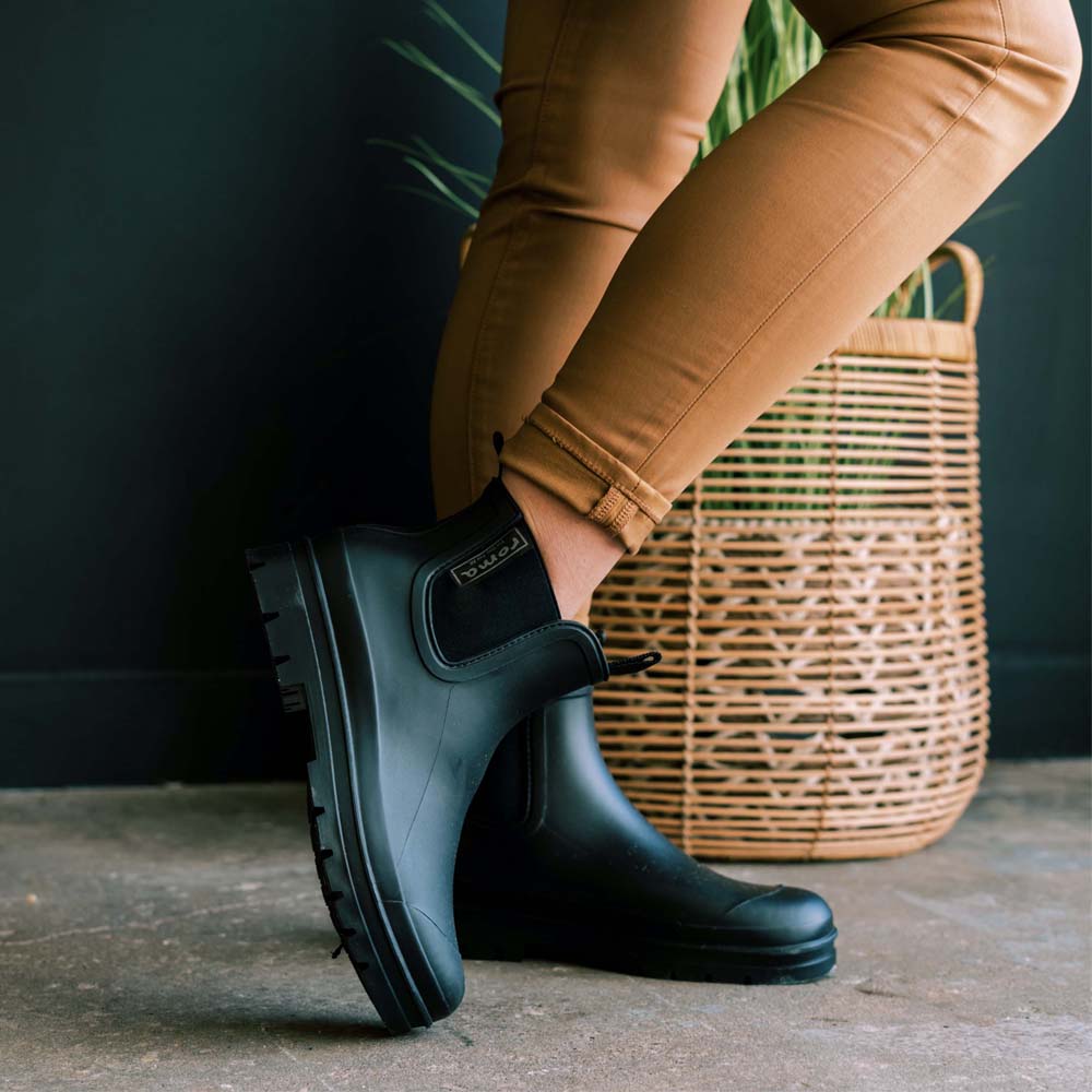 Ankle Matte Black Women's Rain Boots